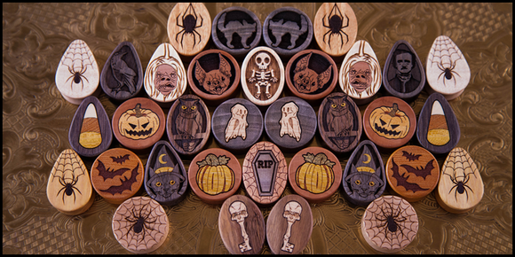 NEW Wood Ear Gauges: Spooky Styles