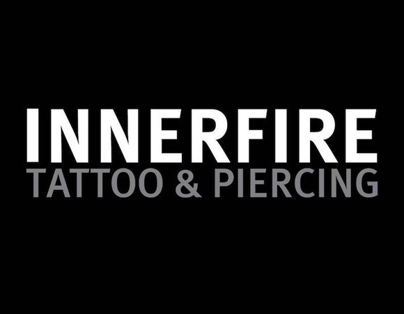 Innerfire tattoo and piercing logo. 