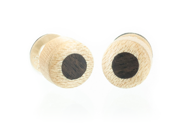 Wood round shaped earrings. Made in Curly Maple wood.