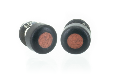 Wood round shaped earrings. Made in Ebony wood.