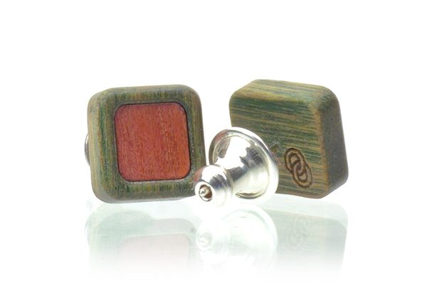 Square wood ear rings, wood earrings, Verawood.