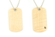 Front and back view of Curly Maple wood dog tags, wood dog tags.