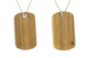 Front and back view of Verawood dog tags, wood dog tags.