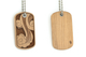 Wood dog tags, Cherry wood jewelry.