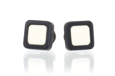 Square wood ear rings, wood earrings, Ebony wood.